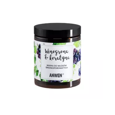 Anwen -  Anwen Maska do włosów średnioporowatych - Winogrona i keratyna - szkło, 180 ml 
